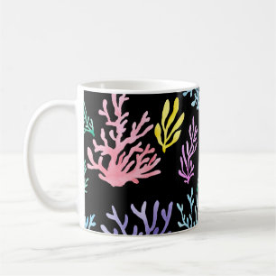 Taza De Café Coral Reef Elegance: Patrón acuarela