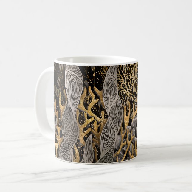 Taza De Café Coral Reef - Sinfonía de Oro y Perla (Anverso izquierdo)