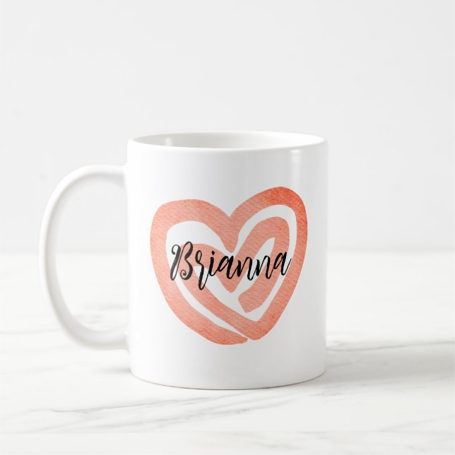 Taza De Café Coral Swirl Heart personalizado (Izquierda)