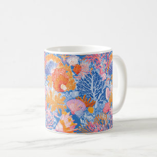 Taza De Café Coral Turquesa Púrpura Océano Colorido Concha Mari