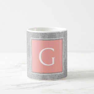 Taza De Café Coral Vintage Damask Monogram Mug