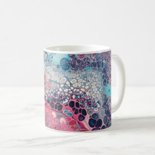 Taza De Café Coral y Aqua Acrylon Pour Colorful Abstract
