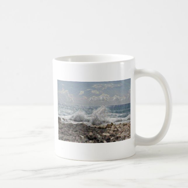 Taza De Café Coral y olas (Derecha)