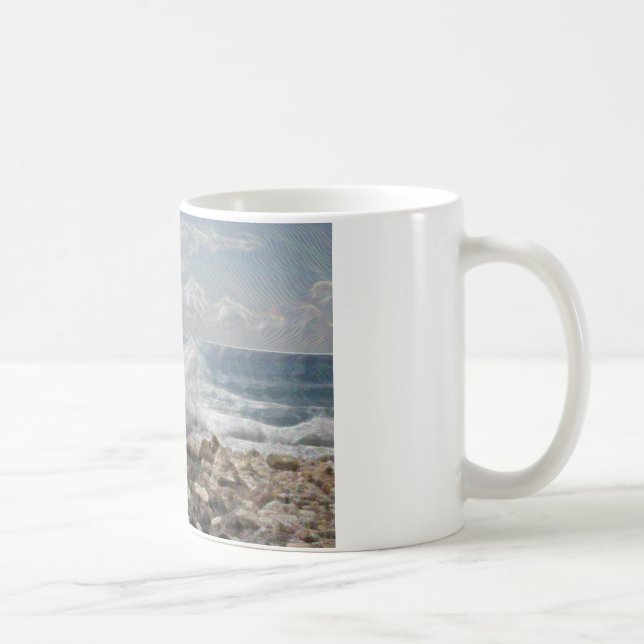 Taza De Café Coral y olas (Derecha)