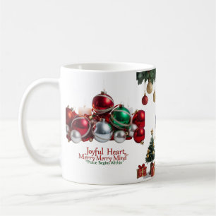 Taza De Café Corazón Alegre, Mente Feliz — Navidad Clásica