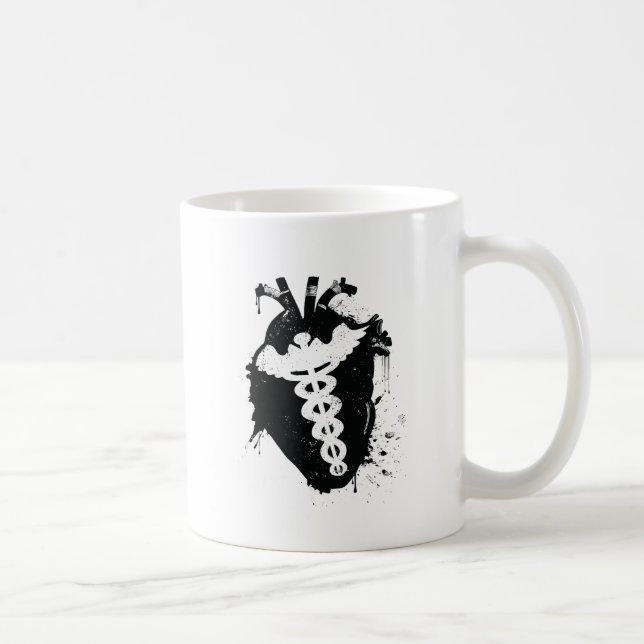 Taza De Café corazón anatómico caduceus (Derecha)