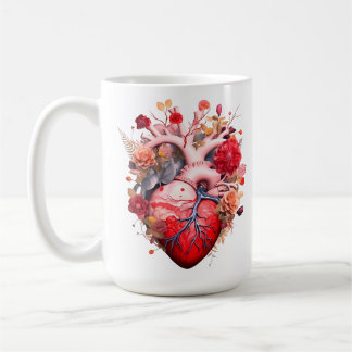 Taza De Café Corazón anatómico con flores