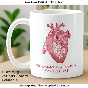 Taza De Café Corazón Anatómico Vintage con Etiqueta Personaliza