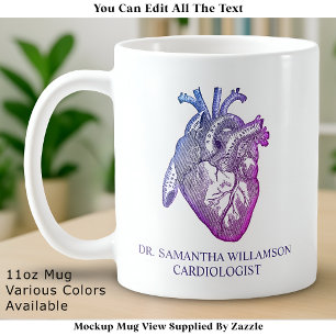 Taza De Café Corazón Anatómico Vintage con Etiqueta Personaliza