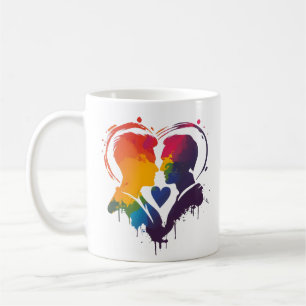 Taza De Café Corazón arcoiris de pareja gay