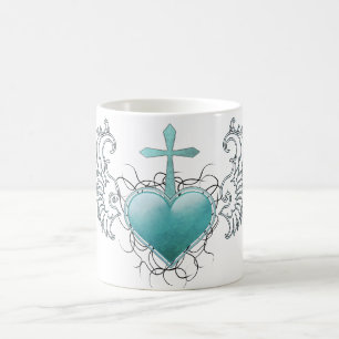 Taza De Café Corazón azul cristalino fiel