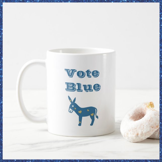 Taza De Café Corazón azul lindo Donkey VOTO AZUL (Subido por el creador)