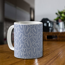 Taza De Café Corazón Azul Moderno