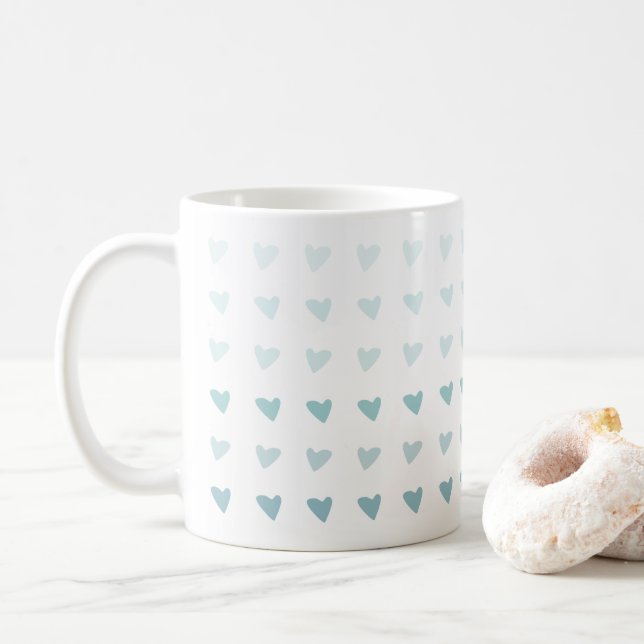 Taza De Café Corazón azul naranja San Valentín amor Mug (Con donut)