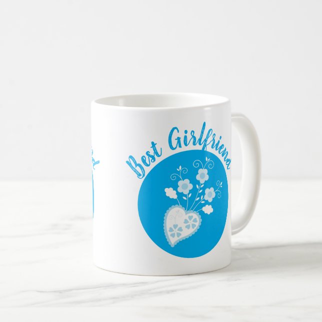 Taza De Café Corazón azul portugués romántico (Anverso derecho)