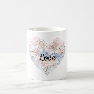 Taza De Café Corazón azul rosado