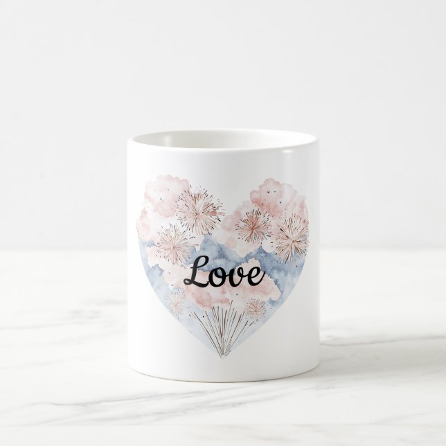 Taza De Café Corazón azul rosado (Centro)
