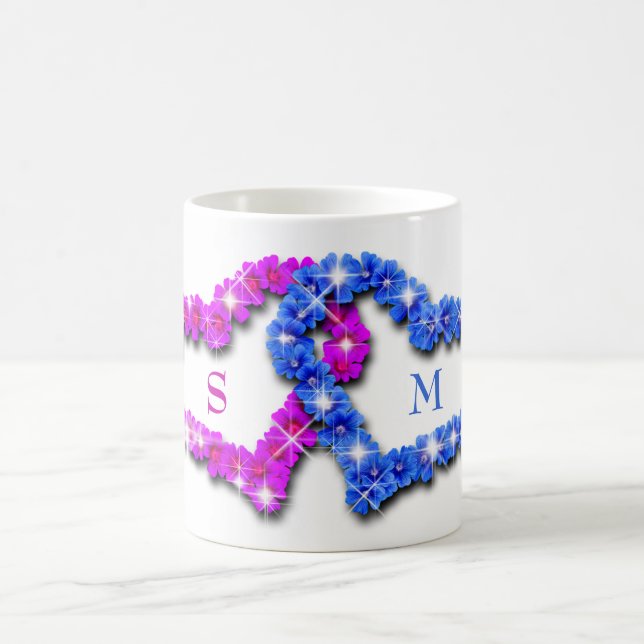 Taza De Café Corazón Azul Y Rosa (Centro)