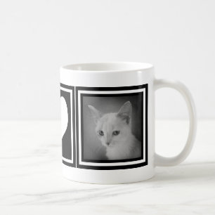 Taza De Café Corazón blanco y negro intrépido con dos imágen