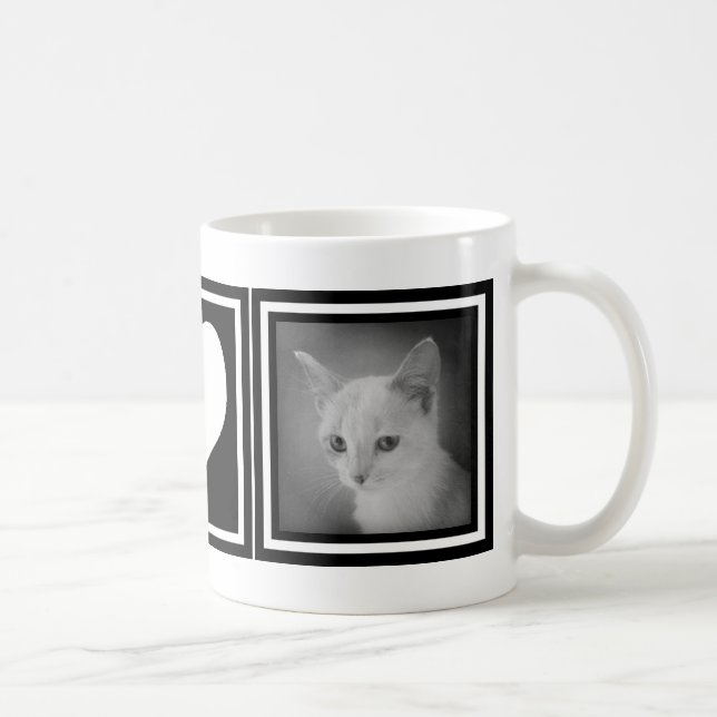 Taza De Café Corazón blanco y negro intrépido con dos imágenes (Derecha)