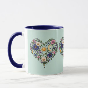 Taza de café Corazón Botánico Celestial