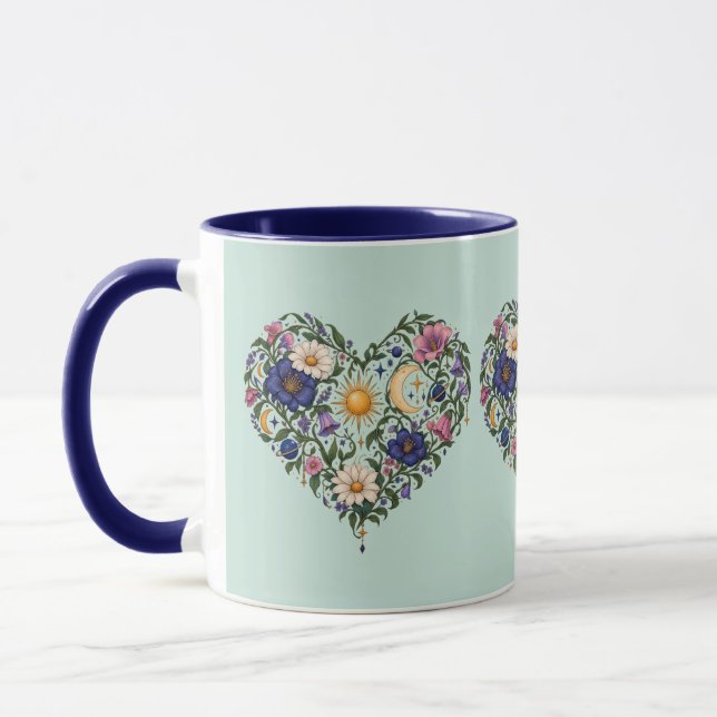 Taza de café Corazón Botánico Celestial (Izquierda)