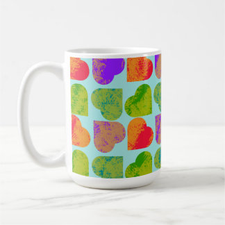 Taza De Café Corazón Colorido Teselado Arte Pop Psicodélico