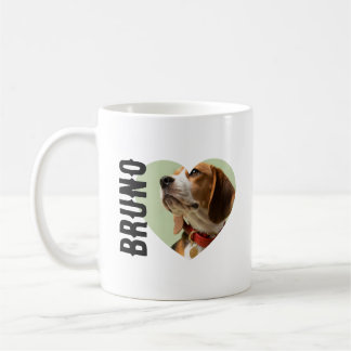 Taza De Café Corazón con foto y nombre de mascota personalizado