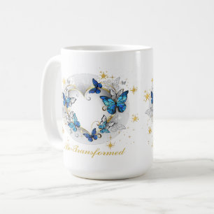 Taza De Café Corazón con Mariposas Morpho