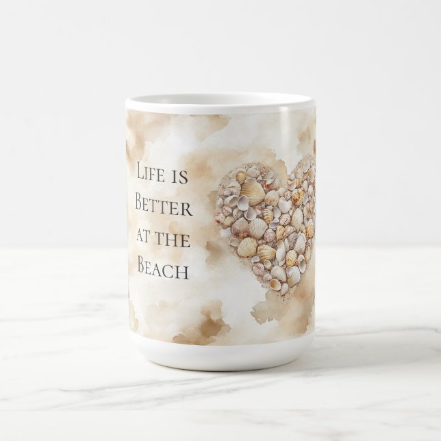 Taza De Café Corazón Conchas de Mar Arena (Centro)