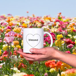 Taza De Café Corazón Cristiano Simple Bendito