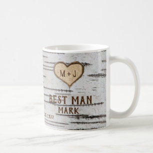 Taza De Café Corazón de abedul rústico padrino de boda