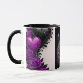 Taza de café Corazón de Amatista de Lujo y Rosas P