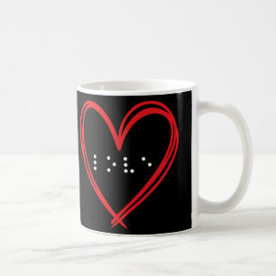 Taza De Café Corazón de amor Braille alfabeto braille idioma br