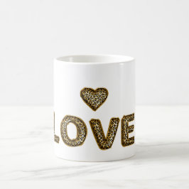 Taza De Café Corazón de amor con estampado de leopardo dorado