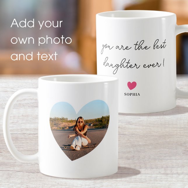 Taza De Café Corazón de Amor con Foto y Nombre Personalizado (Subido por el creador)