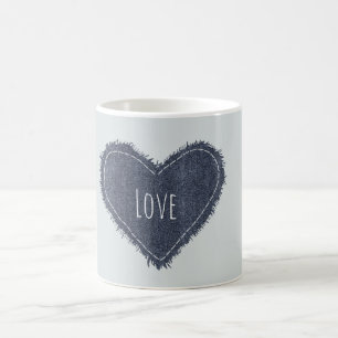 Taza De Café Corazón de Amor de Mezclilla Azul