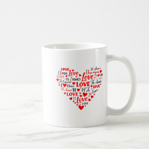 Taza De Café Corazón de amor multilingüe Te amo Romántico San V
