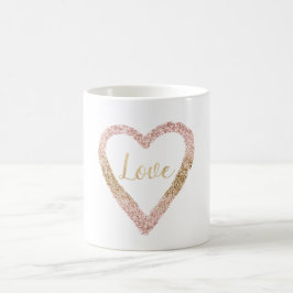 Taza De Café Corazón de amor para Purpurina de oro rosado de Ru