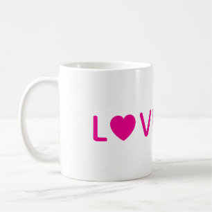Taza de café Corazón de Amor Regalo rosa lindo