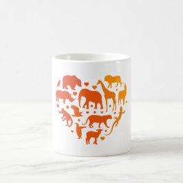 Taza De Café Corazón de animales, regalo para los amantes de lo
