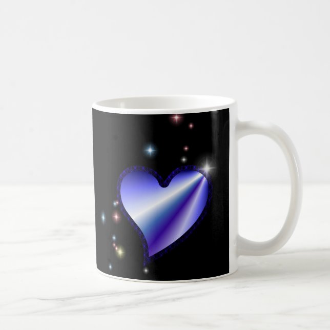 Taza De Café Corazón de arcoiris morado con estrellas (Derecha)