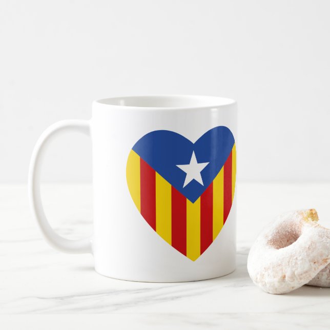 Taza De Café Corazón de bandera catalana (Con donut)