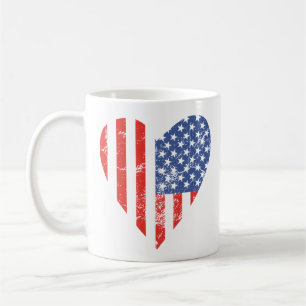 Taza De Café Corazón de bandera de Estados Unidos: Amo a Amér
