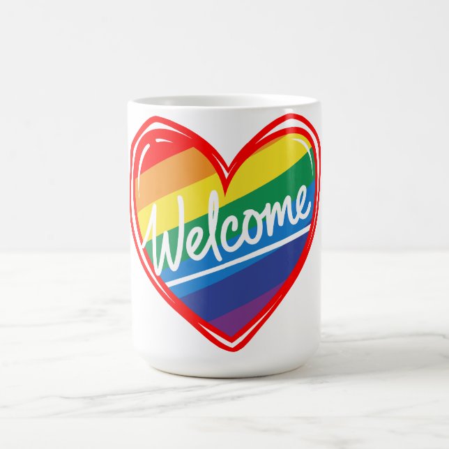 Taza De Café Corazón de Bienvenida Arcoíris (Centro)