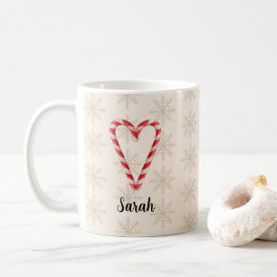 Taza De Café Corazón de Caramelo con Nombre Personalizado Patró