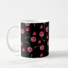 Taza De Café Corazón de cerezo acuarela