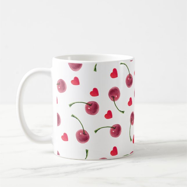Taza De Café Corazón de cerezo acuarela (Izquierda)