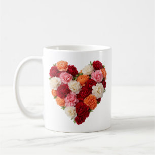 Taza De Café Corazón de clavel flor de nacimiento de enero