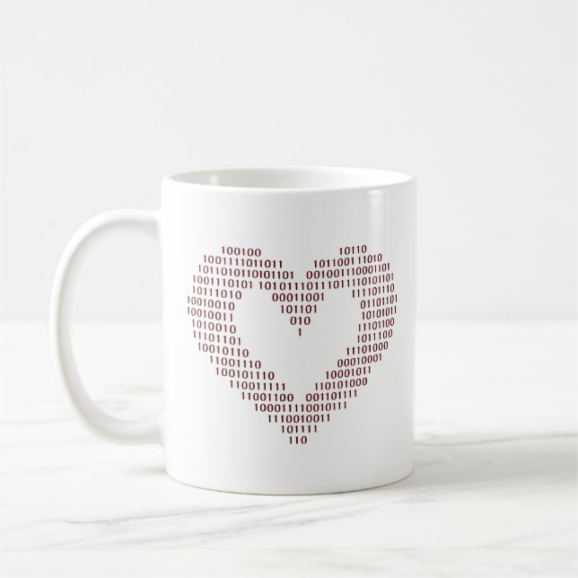 Taza De Café Corazón de código binario (Izquierda)
